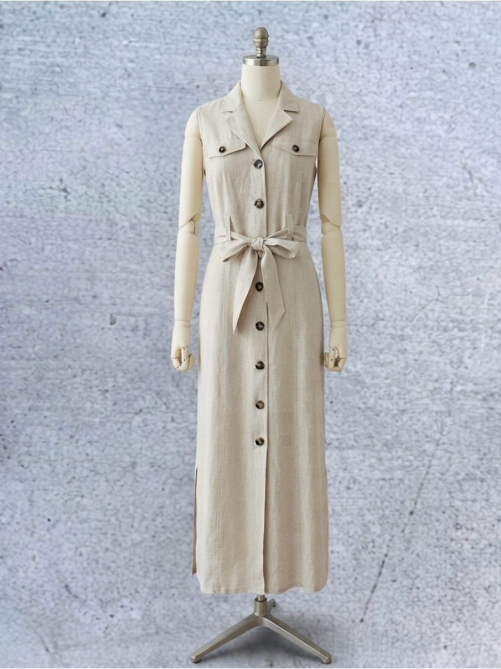 NWT Joanie Sleeveless Beige Long Dress size_S\ 18.